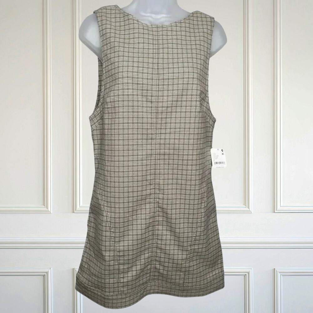 Free People Kai Plaid Shift Mini Pinafore Dress Sage Combo Size Small - Picture 2 of 8